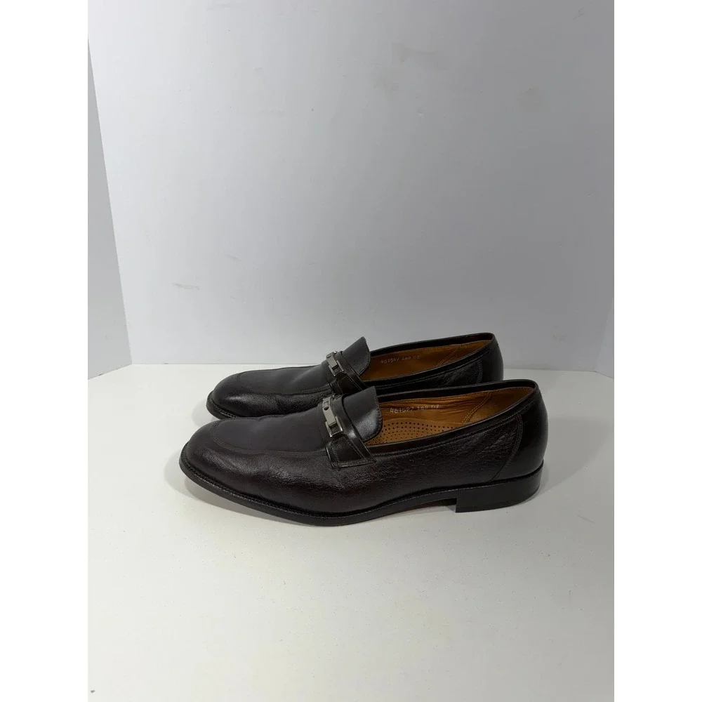 Florsheim Mens Dark Brown imperial Leather Bit Loafer Silver Hardware Dress Shoe